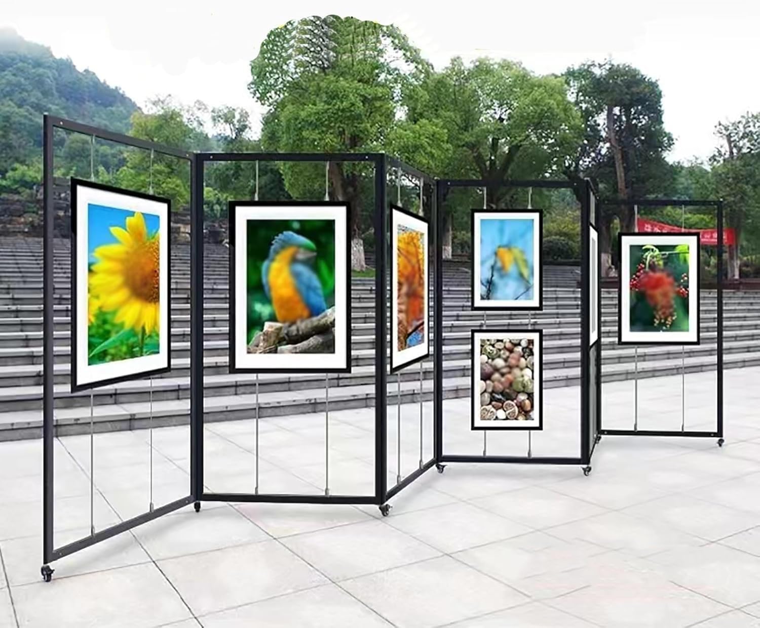 Colgador Expositor Plegable Para Pintura,Caballete,Expositor Móvil De Aluminio Para Marcos De Fotos,Colgador Cuadros Expositor Rodante,Para Galerías De Arte,Ferias(3pcs,120 * 250cm/47.2 * 98.4in)
