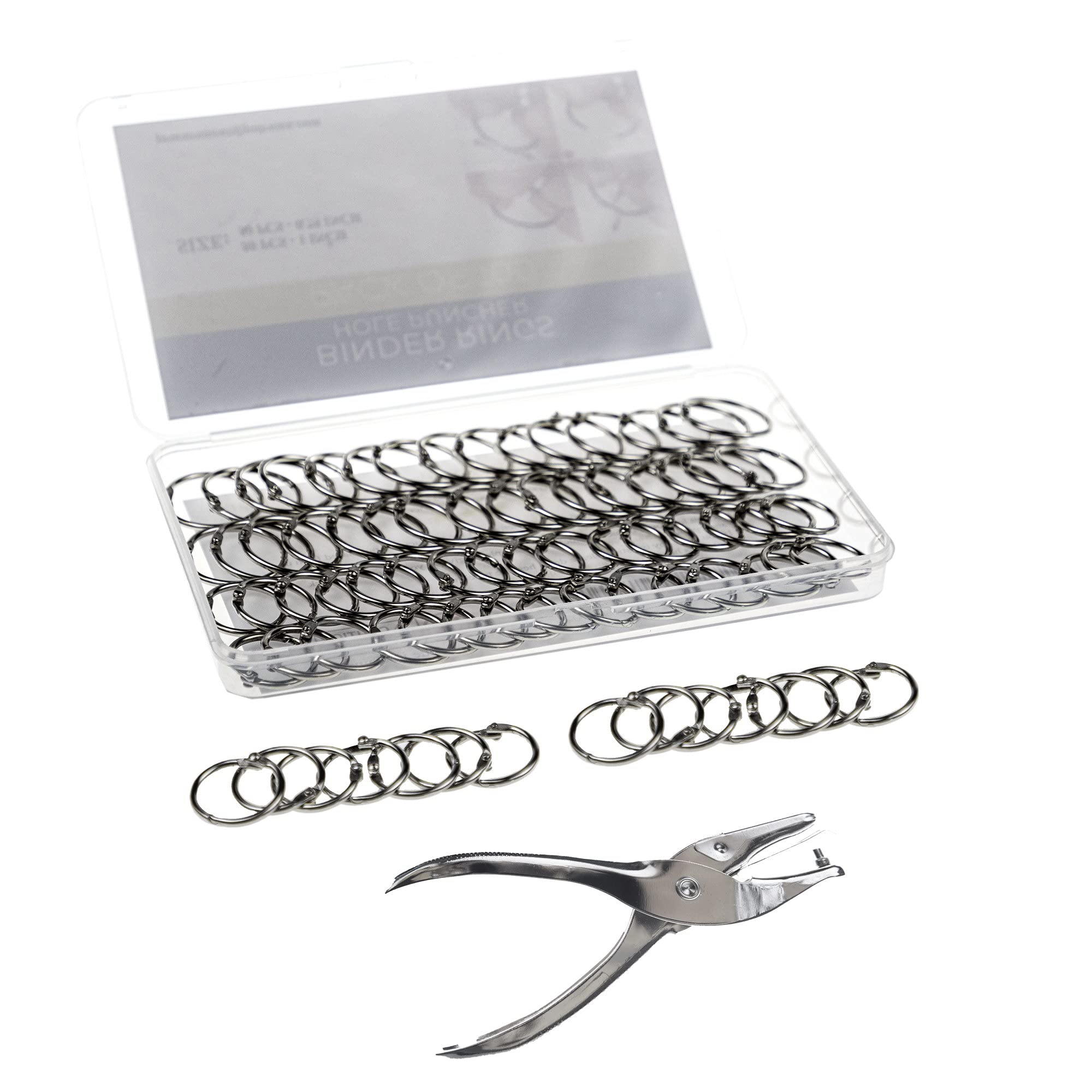 Buy Binder Rings with Hole Puncher Set Different Sizes 88 Pcs Loose
