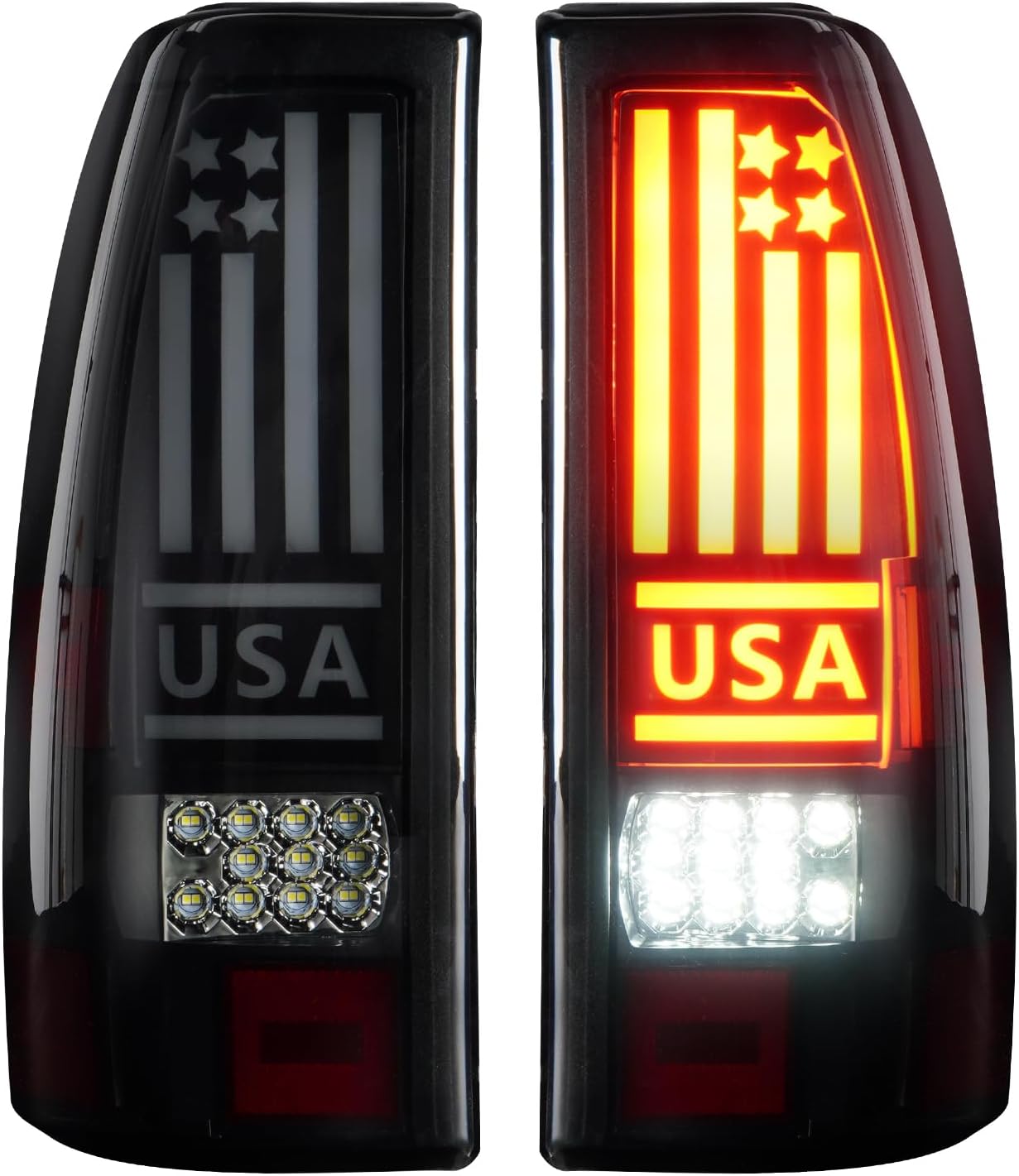 LED Tail Light Fit for Chevy Silverado 1500 2500 HD 1999-2002, for GMC Sierra 1500 2500 HD Fleetside 1999-2003, Smoke Lens