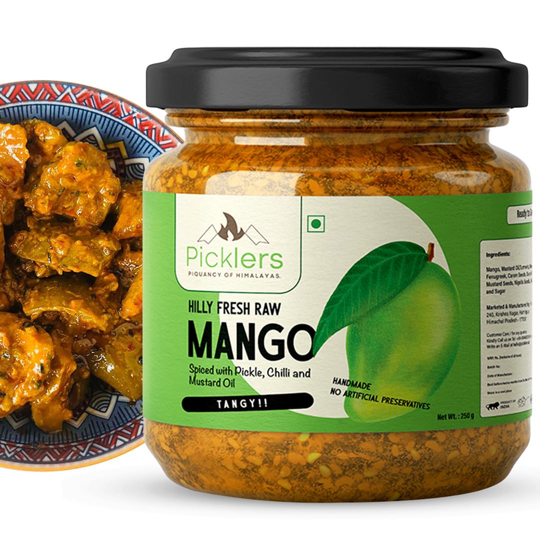 Picklers Mango Pickle Homemade | No Artificial Preservatives |Authentic Ghar ka Aam ka Achar |Raw Mango from Himachal Farms | Fresh Raw Spices | Less Mustard Oil | 250 gm