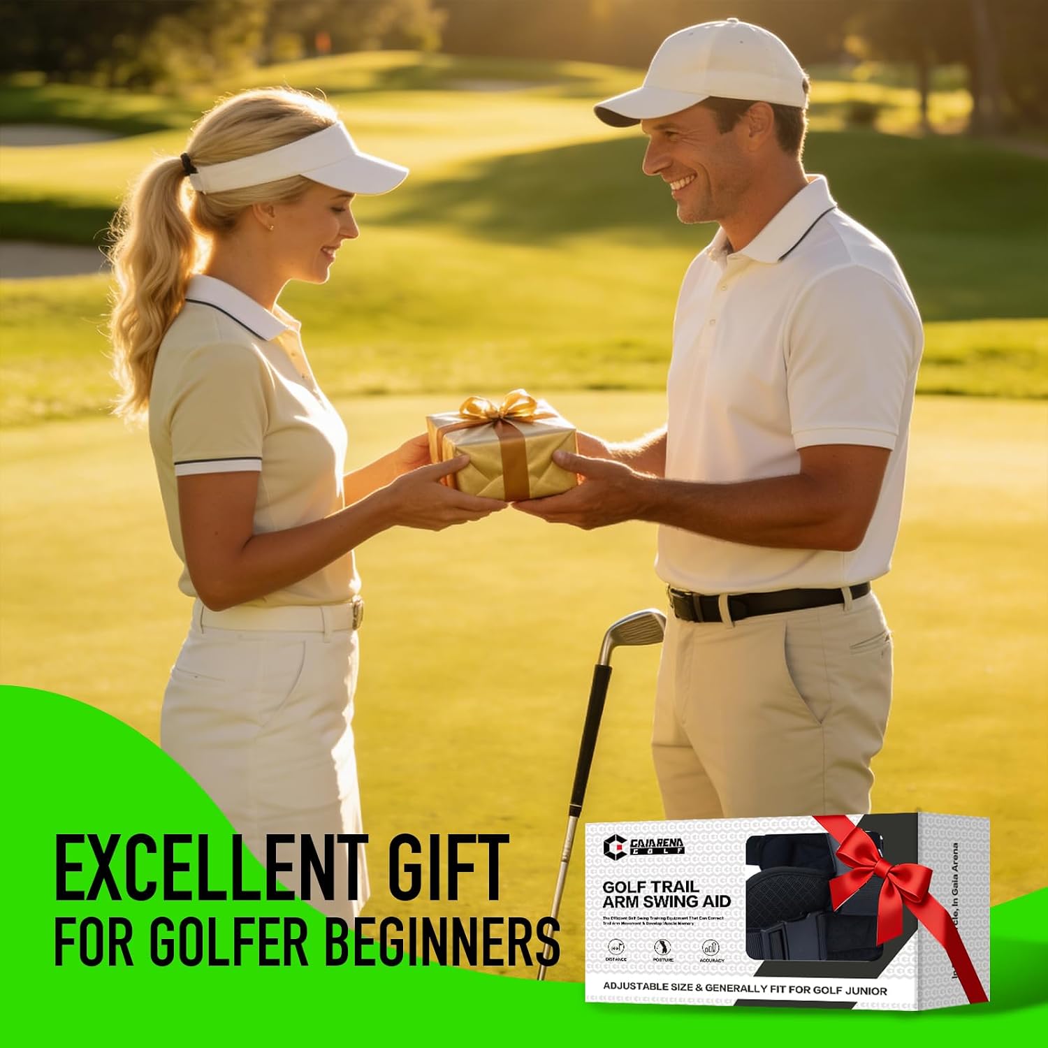 GAIARENA Golf Trail Arm Swing Aid Slider Golf Training Aid, Trainer Equipment to Eliminate Slices & Chicken Wing Swing, Gifts for Men Women Beginner Golfers