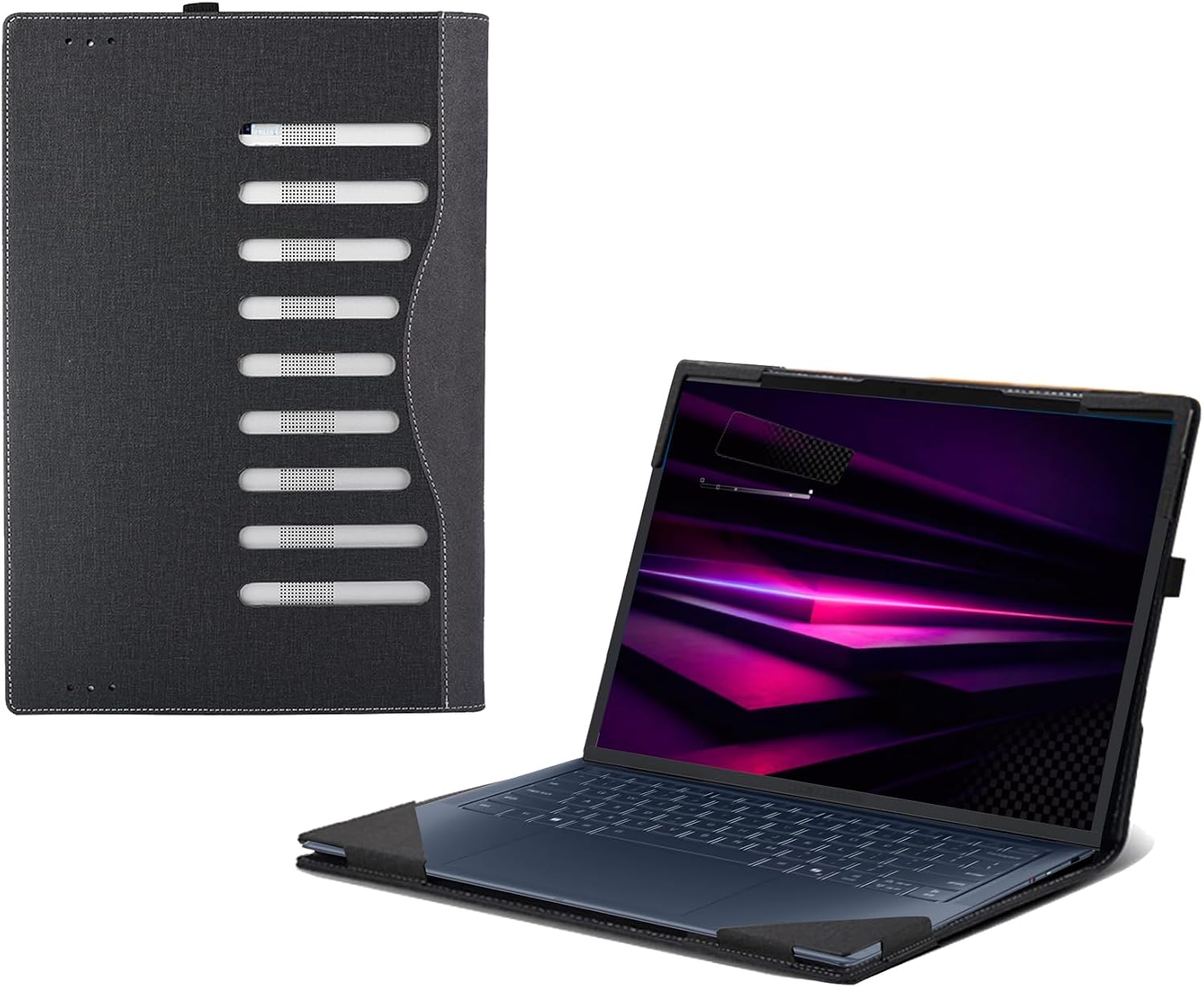 Laptop Case for Lenovo Yoga Slim 7 14Q8Y11 14IPH11 14AGP11| Slim 7X 7a |Yoga Slim 7i Aura Edition 14" [Note Other Models] PU Leather Protective Laptop Bag Detachable Shell (Dark Grey)