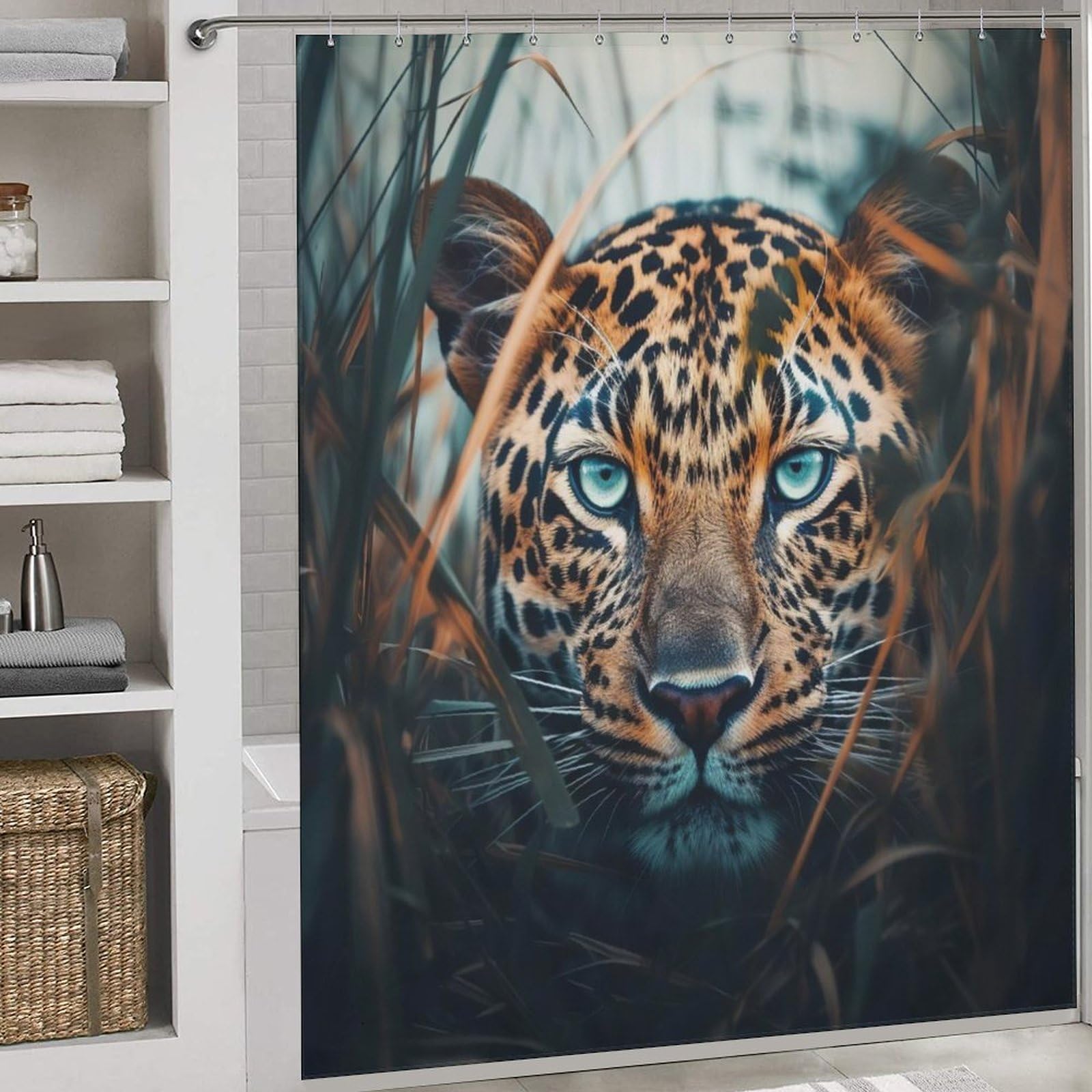 Rideau de douche léopard 183x183 cm en polyester lavable