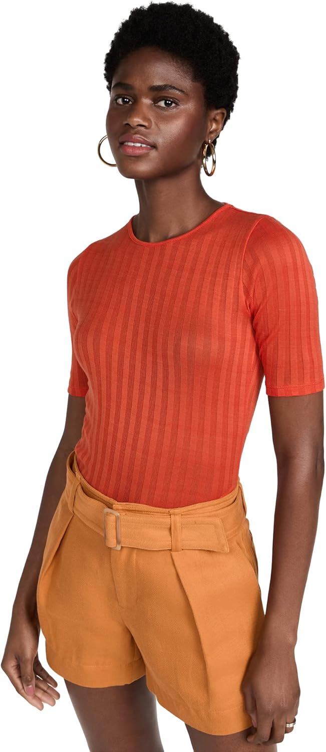 Vince Women's Ribbed Elbow SLV Crew