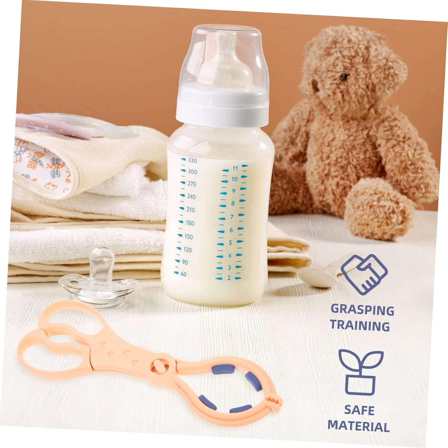 2pcs Multi-function Non- Feeding Bottle Clamp High Temperature Resistant Durable Design for Safe Handling of Bottles and Pacifiers Pack Pink