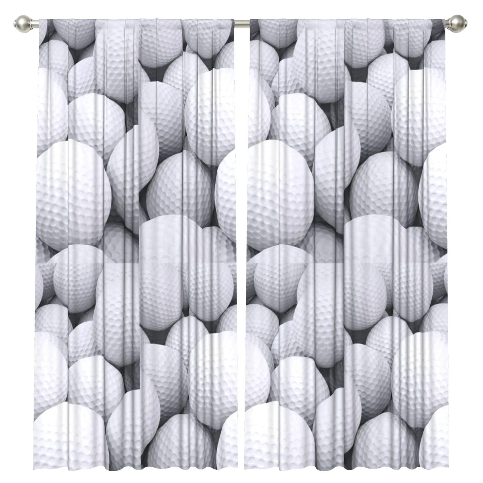 InOmak 3D Golf Balls Pattern, 2 Panels Window Curtains 52 x 84 Inch Blackout Curtains for Living Room Bedroom