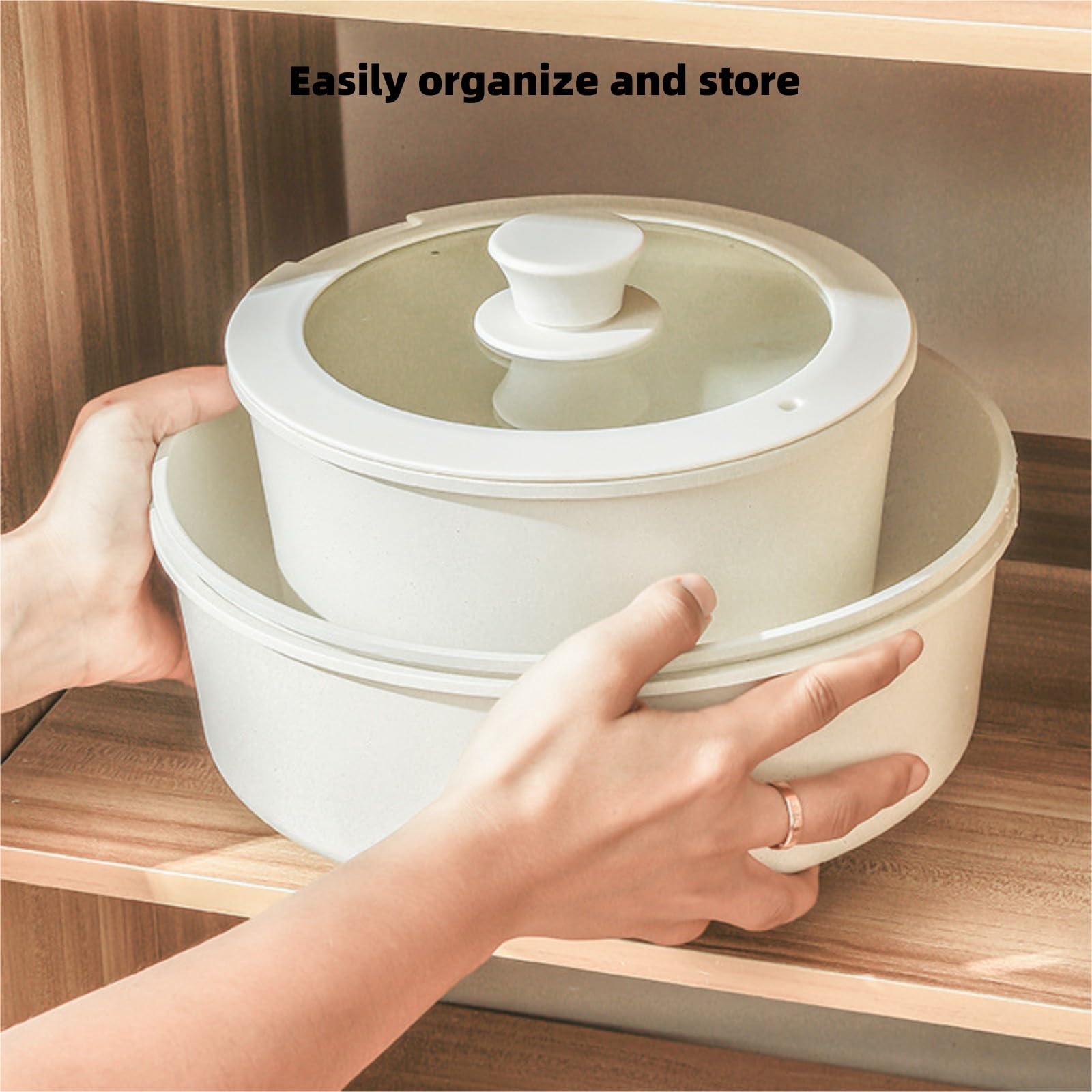 Set Padelle BEZIA Con Manico Rimovibile | 9 Pezzi Ceramica Antiaderente - Per Tutti I Piani Cottura - Foto 7