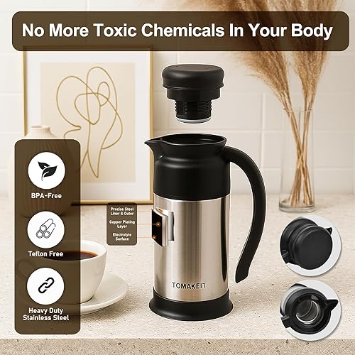 Miniatura 3 de Jarra de crema para café, jarra térmica de café de 0.75L25 onzas, jarras de café de acero inoxidable para mantener el calor y el frío, diseño de