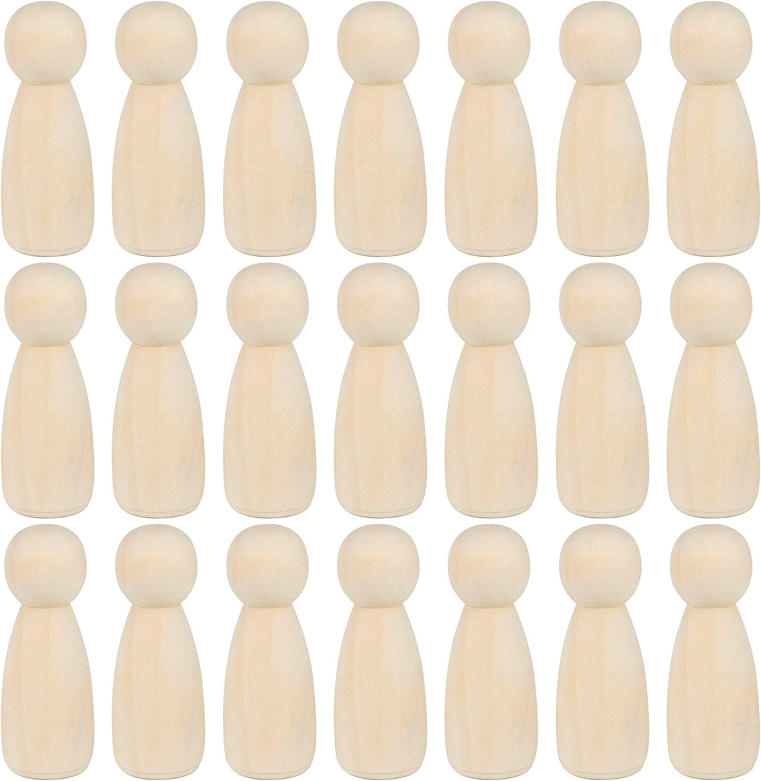 JAPCHET 50 Pack 3-1/2 Inch Wood Peg Dolls, Unfinished Wooden Jumbo Peg People Wood Doll Bodies Figures for Painting, DIY Art Craft Projects, Home Decor