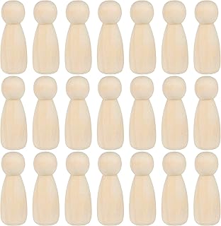 JAPCHET 50 Pack 3-1/2 Inch Wood Peg Dolls, Unfinished Wooden Jumbo Peg People Wood Doll Bodies Figures for Painting, DIY Art Craft Projects, Home Decor