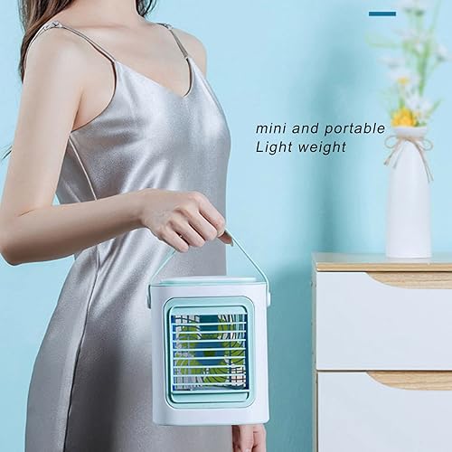 Miniatura 7 de Pwshymi Enfriador de aire acondicionado, mango de cuero USB, ventilador de aire acondicionado, rejilla uniforme para dormitorio, enfriador de aire