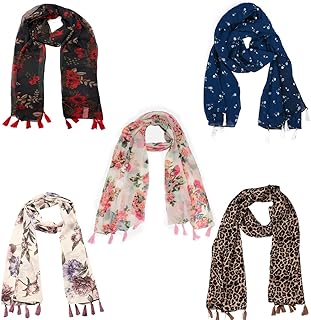 SAHIL SCARF Premium Multicolor Scarf Lightweight & Comfortable for All Seasons Combo of 5 (180x55cm) Price In India