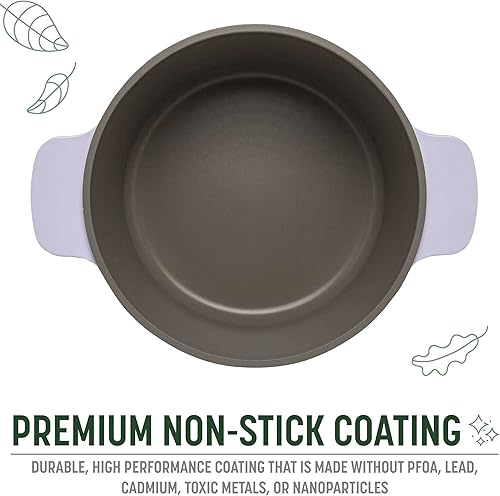 Miniatura 5 de Goodful Olla todo en uno, antiadherente multicapa, horno holandés fundido de alto rendimiento con tapa a juego, estante para asar y girador,