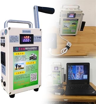 Portable Emergency Hand Generator, 150W Manual Dynamo Generator, Hand Crank Generator, with 110V/220V Outlets DC12V USB5V, Survival Hand Crank Generator