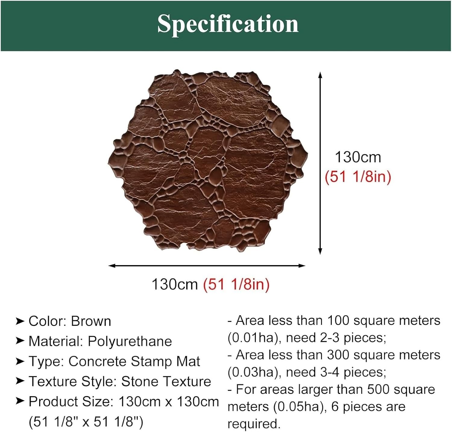 Concrete Texturing Skin, Concrete Stamps Mat, Concrete Texturing Skin Stamping Tools, Outdoor Ground Slate Forms(130cm (51 1/8"))