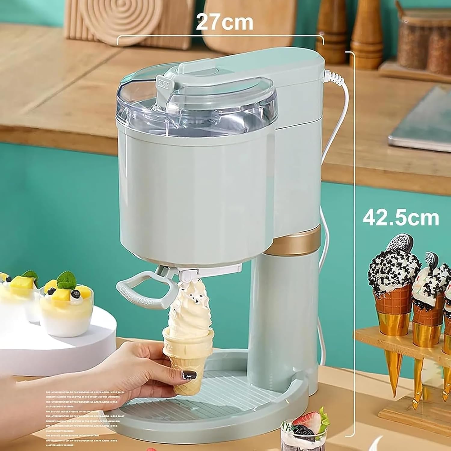 Ice Cream Maker – Automatic Soft Serve Machine for Home, DIY Fruit Creami Dessert Maker, Compact Icecream Appliance