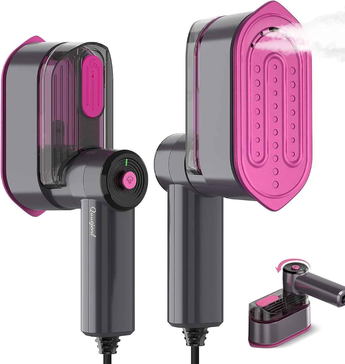 Travel Steamer for Clothes Small Iron - 1000W Portable Steamer & Mini Iron,10s Fast Heat, Handheld Mini Steamer with 8FT Cord, Foldable Handle, Travel, College Dorm & Home Essentials (Purple)