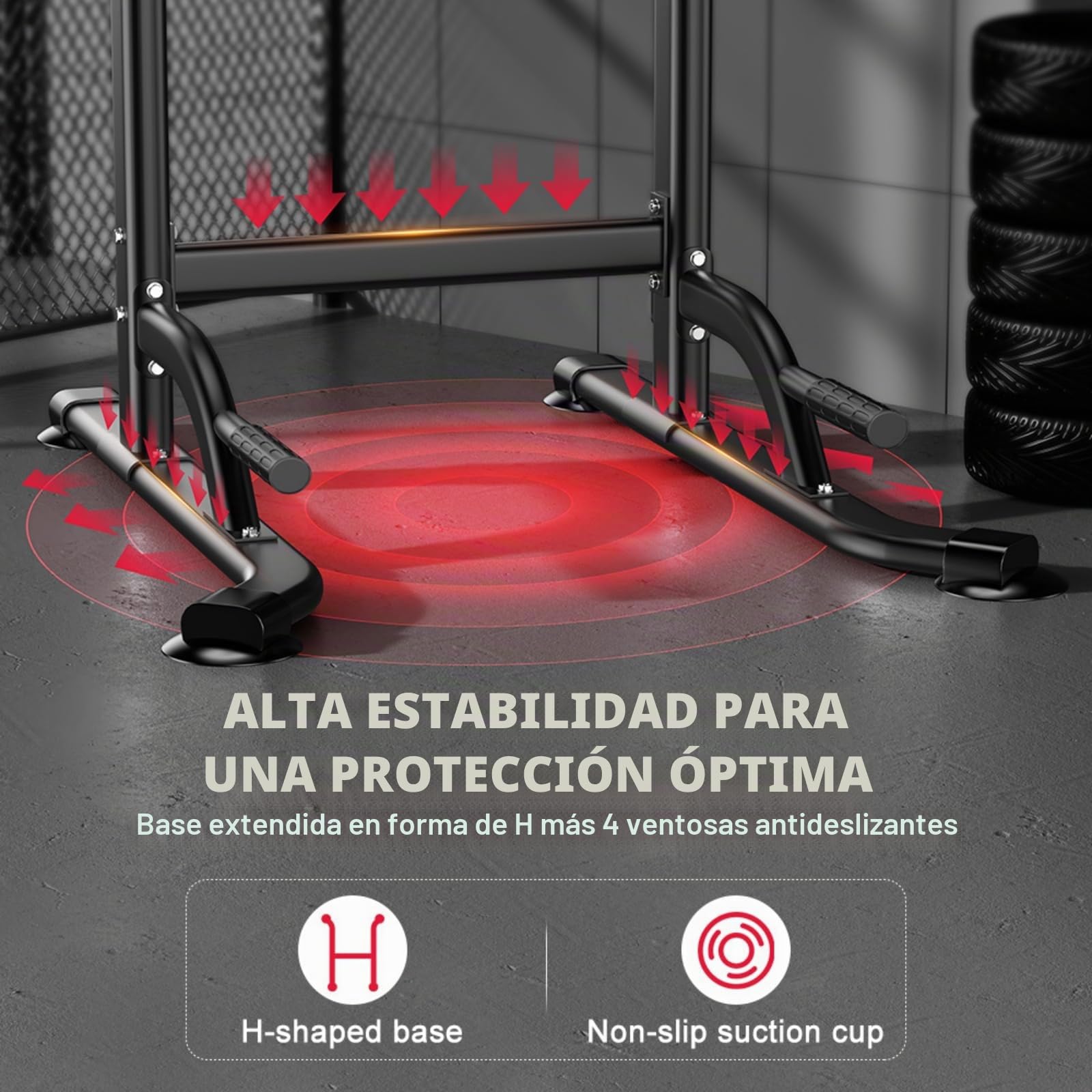 All-in-One Power Tower Dip Station Barra de dominadas independiente multifunción para estación de potencia, dispositivo de entrenamiento de fuerza en el gimnasio en casa, altura regulable