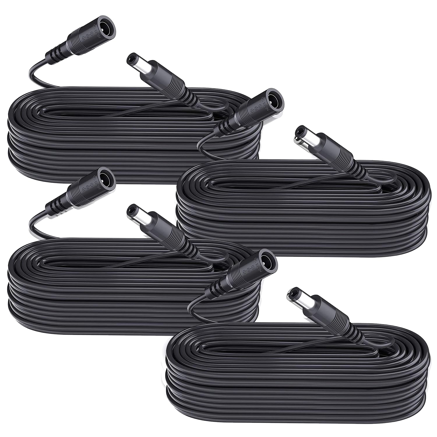 Paquete de 4 cables de extensión de alimentación CC de 10 m, cobre puro de alta calidad, 12 V, cable de extensión adaptador de corriente de 5,5 mm x 2,1 mm para cámara de seguridad CCTV, router