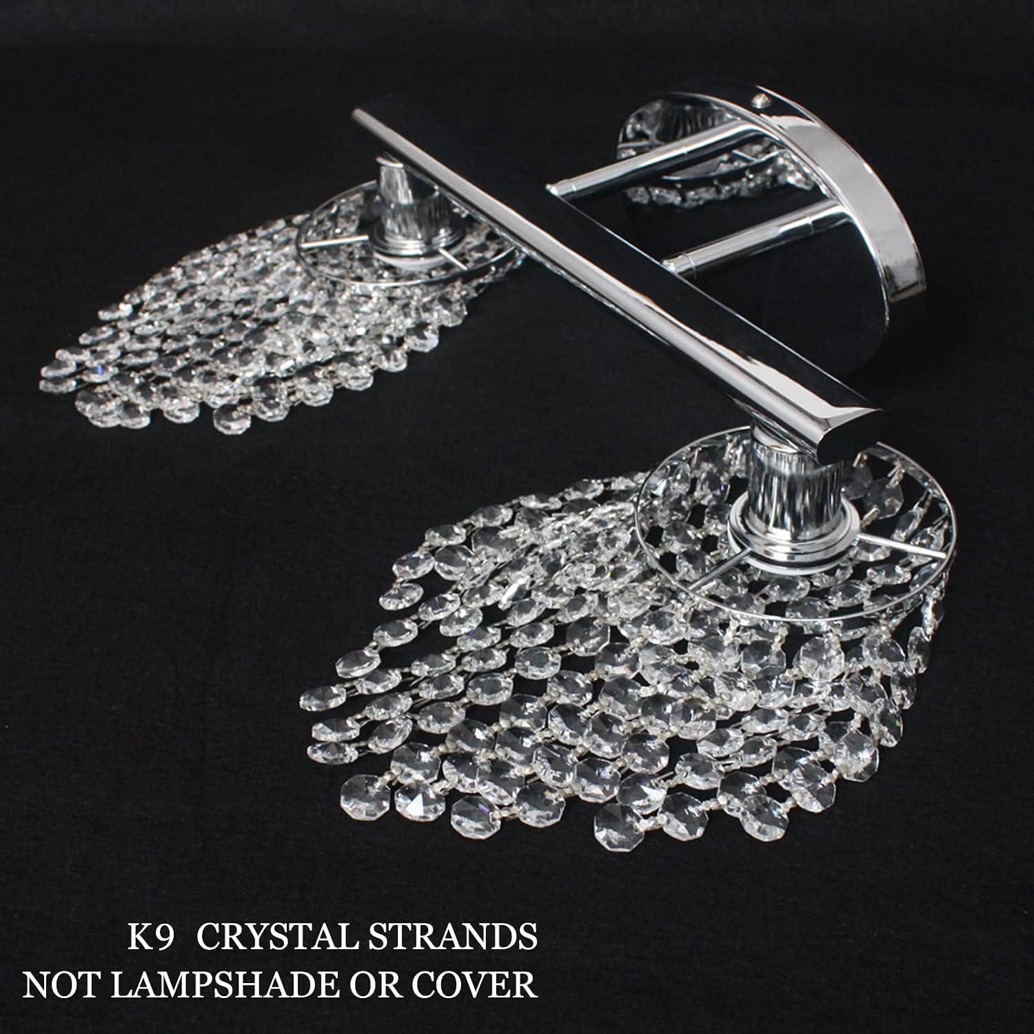 Crystal Bahtroom Vanity Light,Chrome Sconces Wall Lighting,2-Light Modern Vanity Lights for Bathroom Over Mirror Wall Sconces
