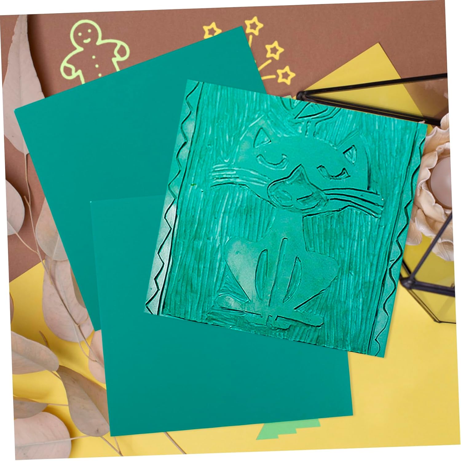 4pcs Folding Soft Adhesive Plate Engraving Material Supply DIY Carving Plate Material Printmaking Plastic Board