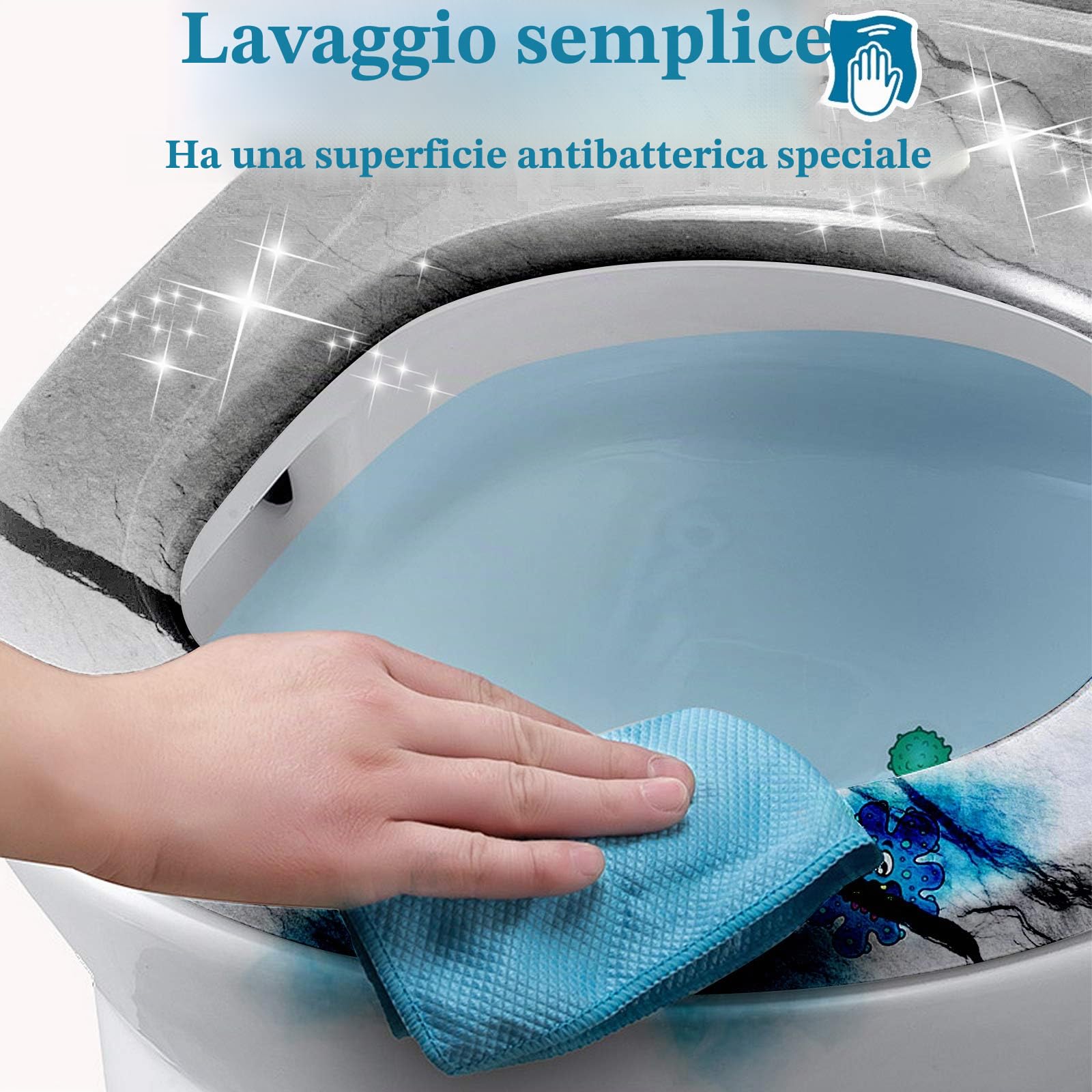 LARS360 Copriwater per Sedile WC, Sedile del Water, Forma Ovale Antibatterico Coperchio Toilet con Chiusura Ammortizzata (Stella Marina)