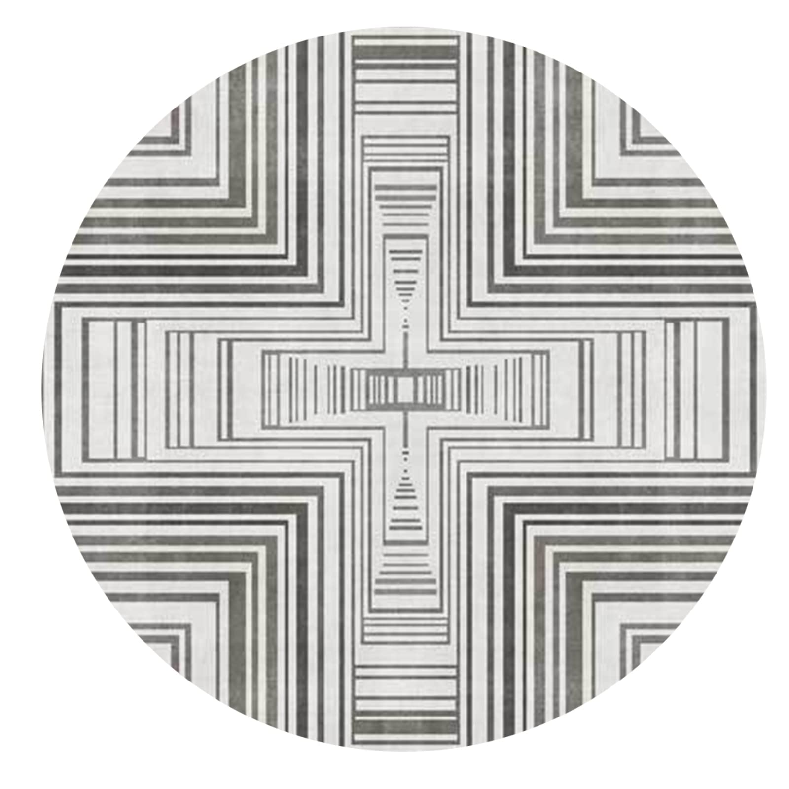 Designerski dywan, okrągły, z krótkim włosiem, nowoczesny, orientalny, klasyczny, z ornamentami, do salonu, sypialni, pokoju dziecięcego, szare, trójwymiarowe linie, okrągły, Ø 200 cm