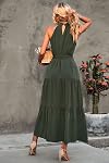 PRETTYGARDEN Women's Summer Floral Maxi Sun Dress Sleeveless Halter Neck Flowy Ruffle Hem Long Boho Dresses with Belt