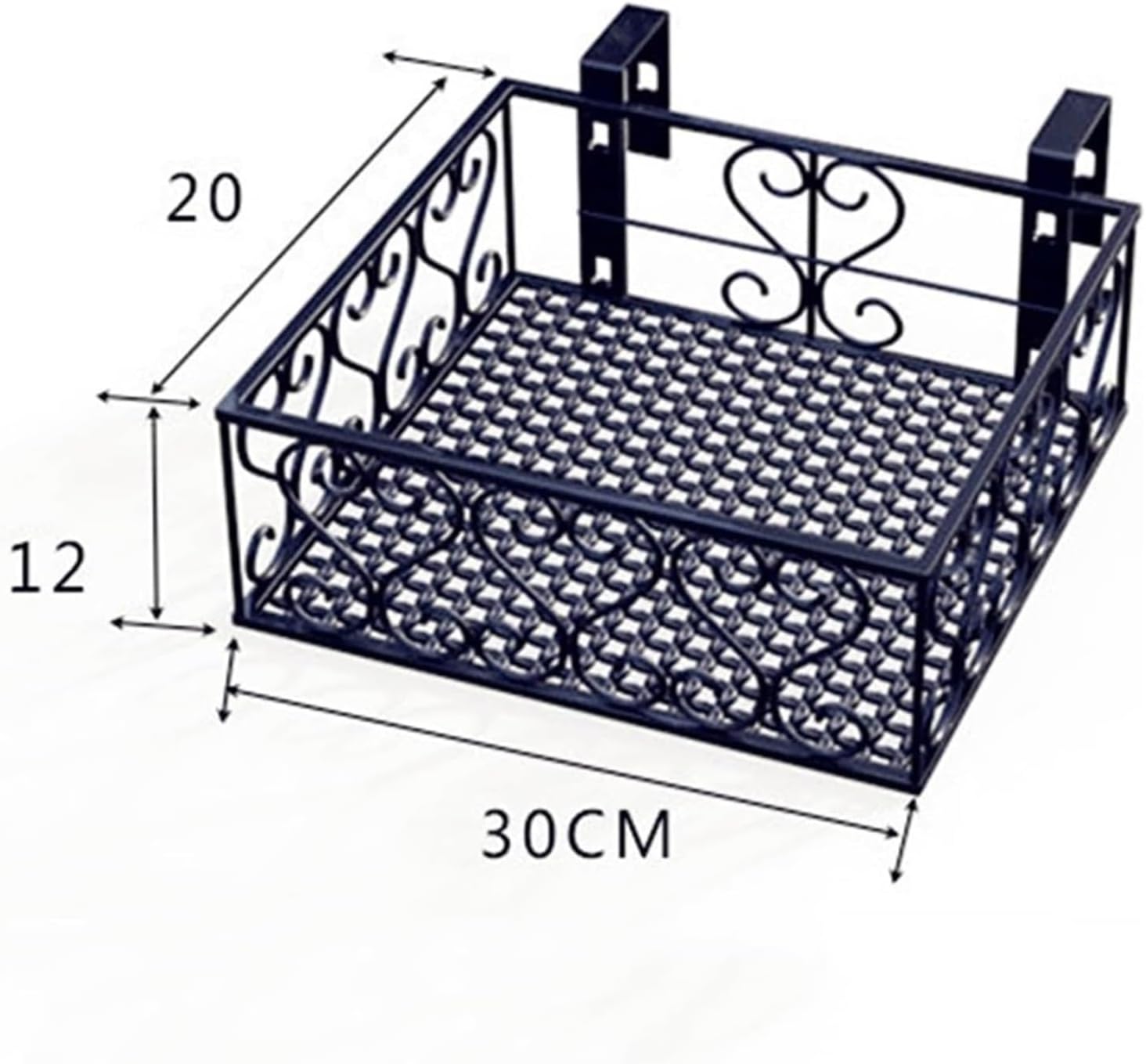 Wrought Iron Railing Planter - Space-Saving Fence Planters & Balcony Flower Stand for Succulents - 20x30x12cm Hanging Plant Shelf, Perfect Indoor/Outdoor Garden Decor