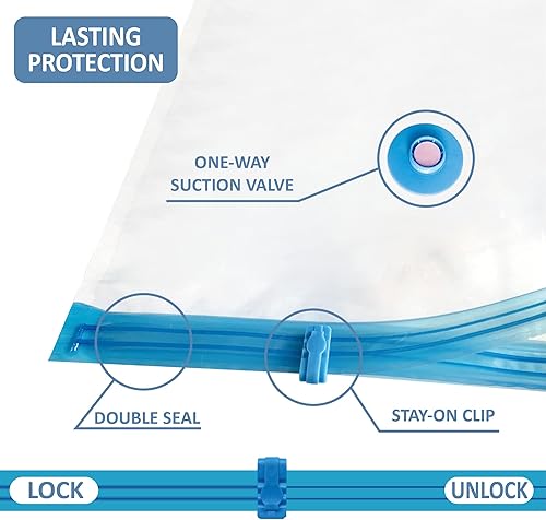 Miniatura 7 de Paquete de 12 bolsas de almacenamiento al vacío, bolsas ahorradoras de espacio (2 jumbo, 2 grandes, 2 medianas, 2 pequeñas y 4 para enrollar) bolsas
