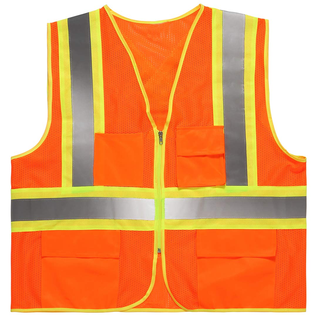 SULWZM High Visibility Safety Vest, Reflective Back Cross Strips for Men and Women (Orange/X-Large)
