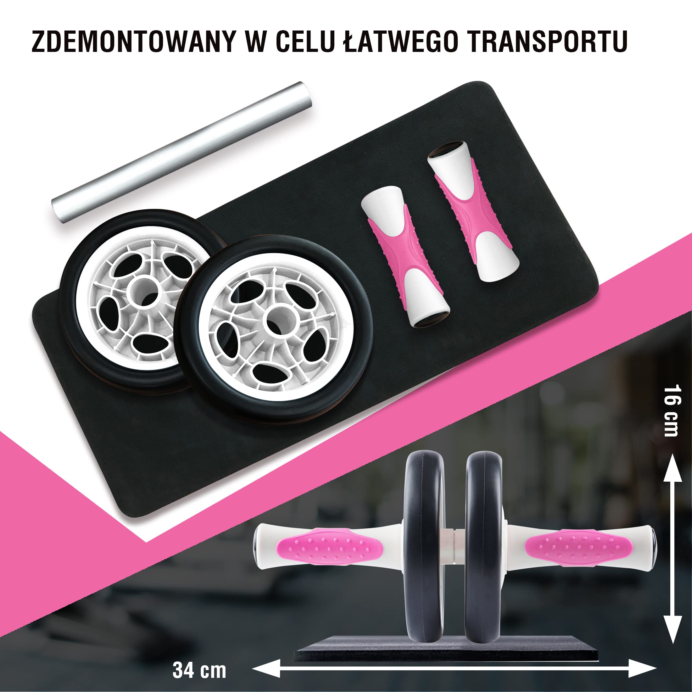 Ultrasport AB wałek, AB trener w tym mata pod kolana, trening brzucha mężczyzn i kobiet, wielofunkcyjny wałek mięśni brzucha, również dla seniorów, kompaktowy, składany trener mięśni