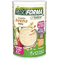Pesoforma Nature Smoothie Mela sostitutivo per il controllo del peso, a base di crusca d’avena, Solo 202 calorie, 12 pasti 420 gr