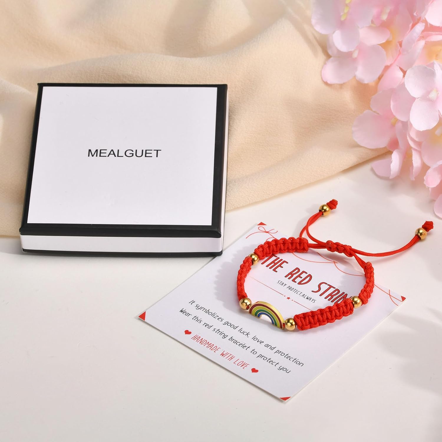 MEALGUET Lucky Red String Kabbalah Bracelets for Kids, Handmade Braided Cord and Rotating Evil Eye Hamsa Hand Jewish Amulet Gift Jewelry for Boys Girls Son Daughter Children Protection
