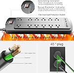 Surge Protector Power Bar, Nuetsa 12 Outlets Power Strip and 4 USB Ports(3U1C), 6Ft Flat Plug Extension Cord (1875W/15A) Dorm Essentials, 2700 Joules, ETL Listed,Black