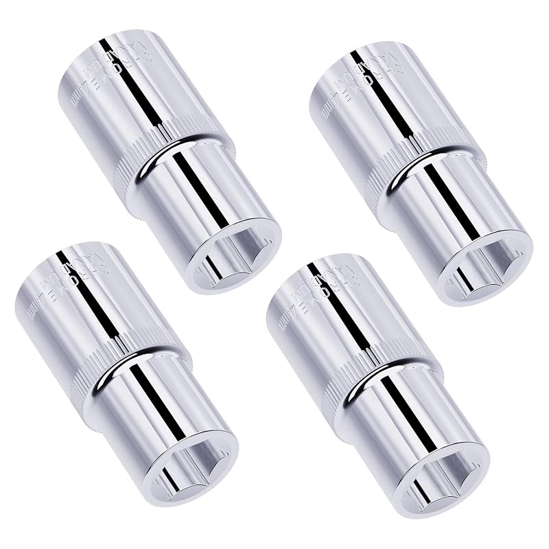 Jogo de Soquetes 4 mm FOCMKEAS, Encaixe de 6,35 mm (1/4 pol.), 6 Pontos, Comprimento de 2,54 cm, 4 Peças