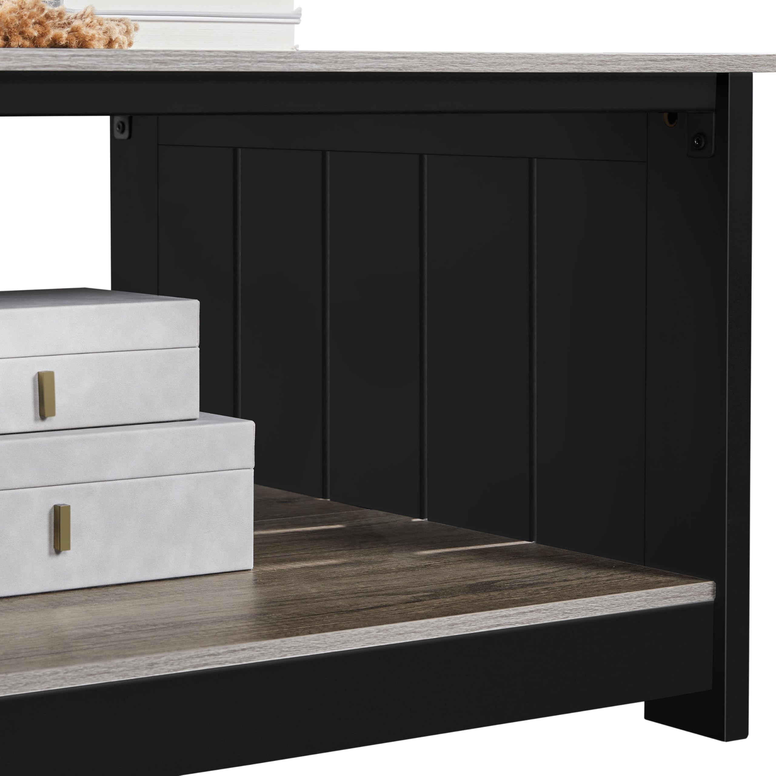 Yaheetech Mesa de Centro con Revistero Mesita Baja Sofá | Mesa de Café de Madera MDF para Salón Sala de Estar Negro Gray 80×80×45 cm