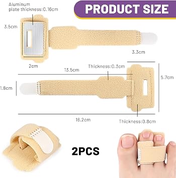 2 Pack Toe Separators for Hammer Toes, Toe Bandages for Broken Toes, Toe Corrector for Men and Women, Toe Splints for Correcting Hammer Toes, Crooked (Beige)