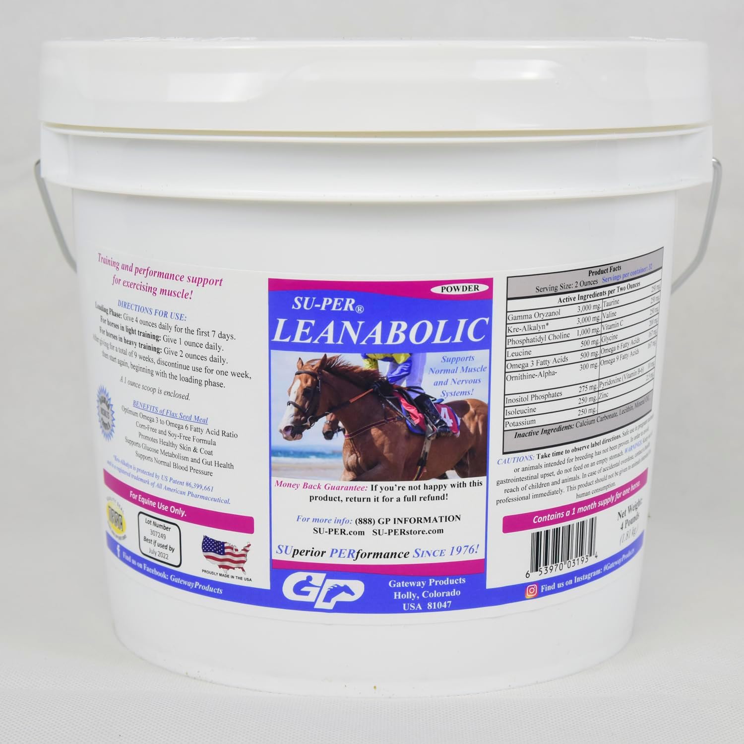 SU-PER Leanabolic Horse Muscle Supplement - Training and Performance Support in Horses - Horse Vitamins and Minerals Supplement - 4 Pound