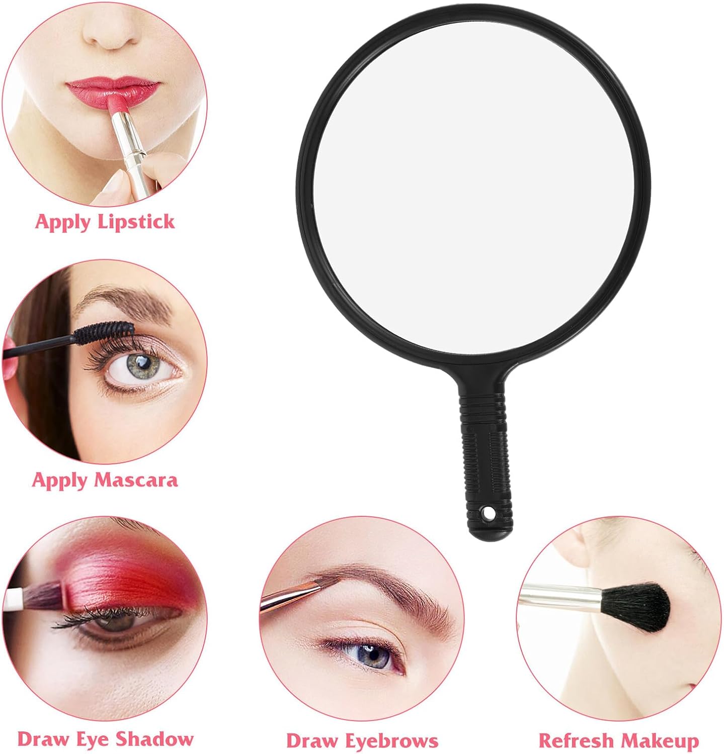 Salon Handheld Mirror with Handle Large Round HD Makeup Mirror for Hairdressers and Personal Use Vintage Style for Women