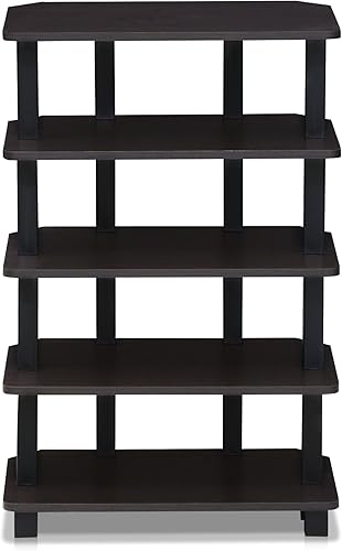 Miniatura 3 de Furinno Turn-N-Tube - Estantes de almacenamiento, estante para libros de 5 niveles, estante esquinero, estantes abiertos sin herramientas, para