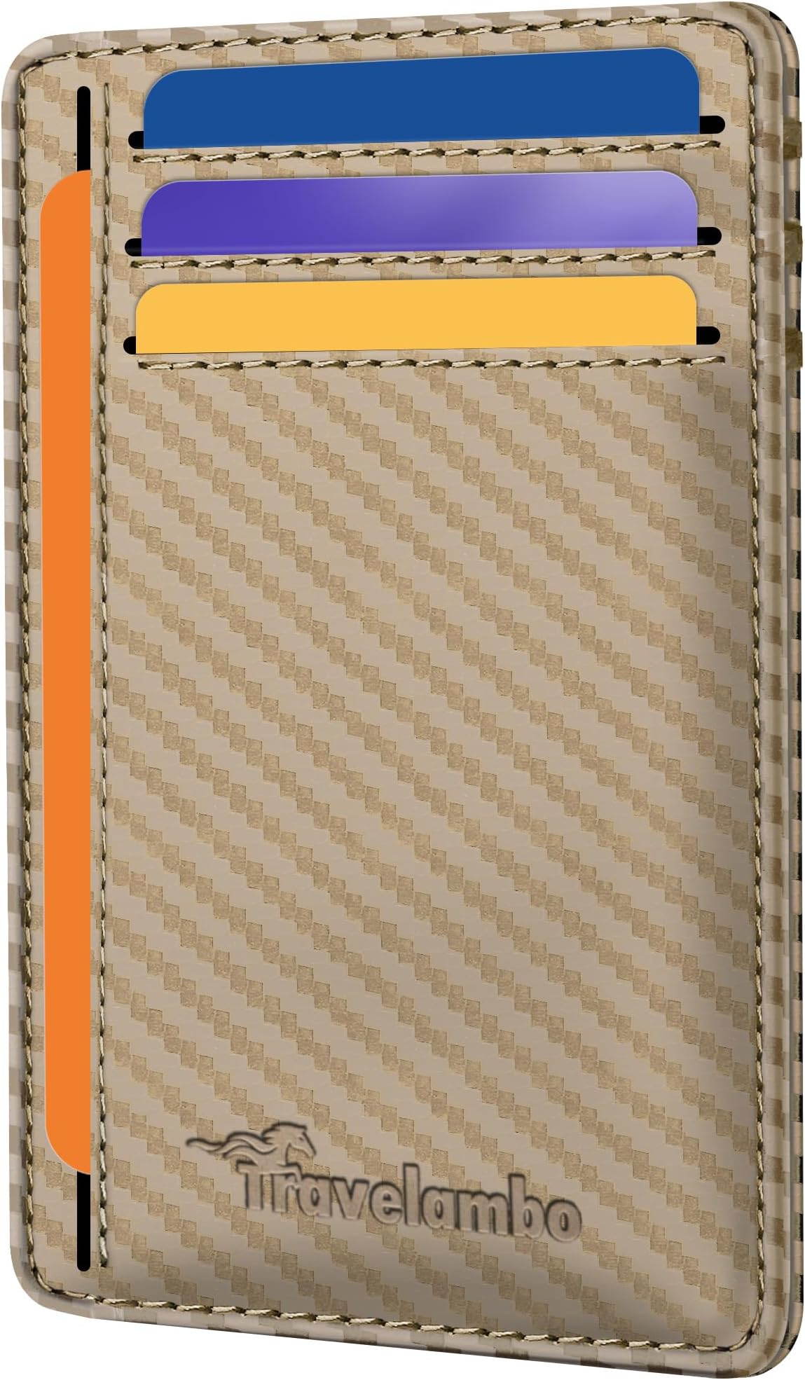 Front Pocket Minimalist Leather Slim Wallet RFID Blocking Carbon Fiber Texture