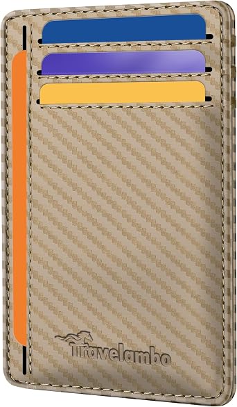 Travelambo Slim Minimalist Wallet for Men, RFID Blocking Credit Card Holder, Front Pocket ID Card Case, Gifts for Men, Husband, Boyfriend, Teenage