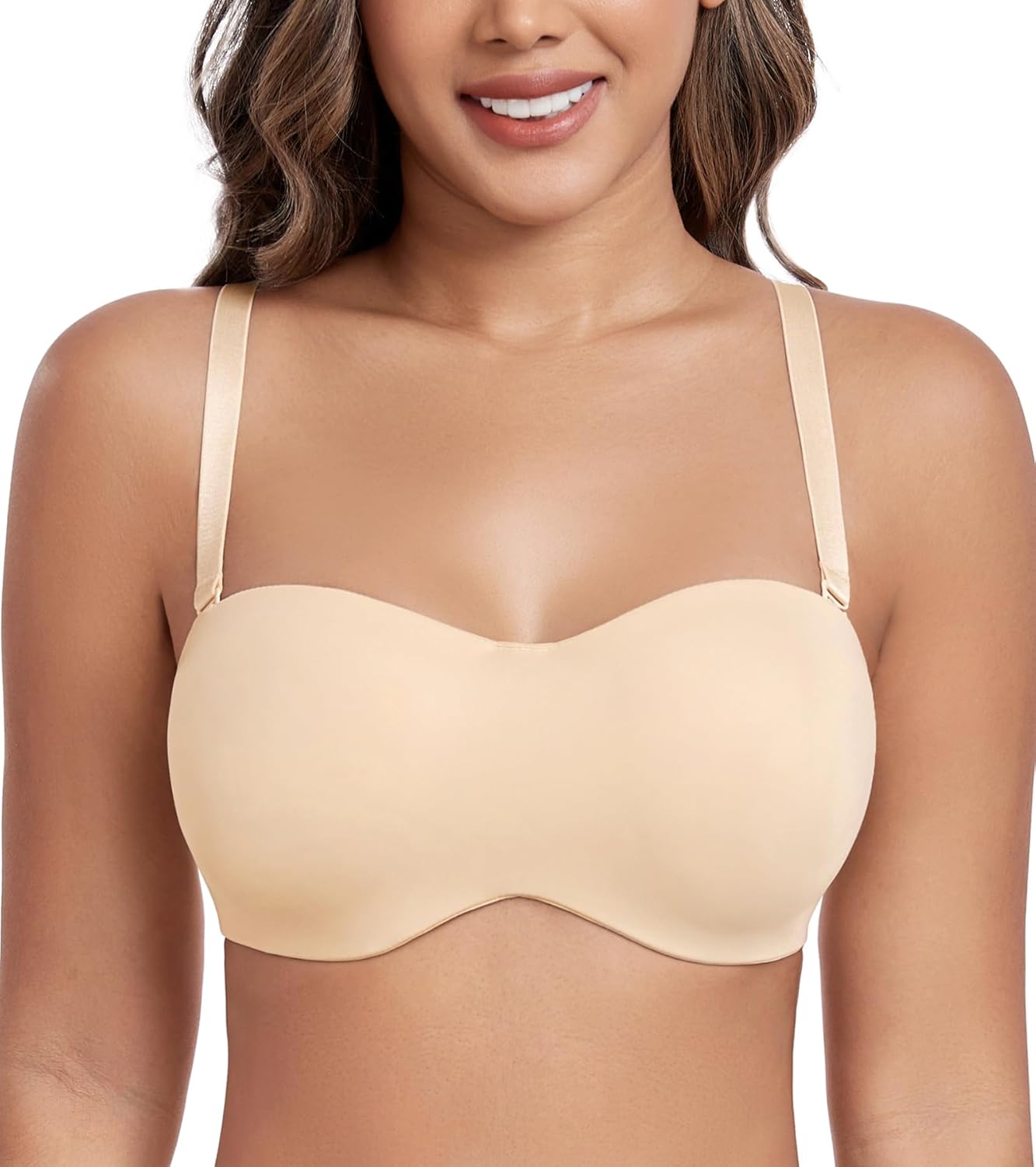 HACI Women's Unlined Strapless Bra for Plus Size Minimizer Seamless Underwire Large Bust Bandeau - Image 5