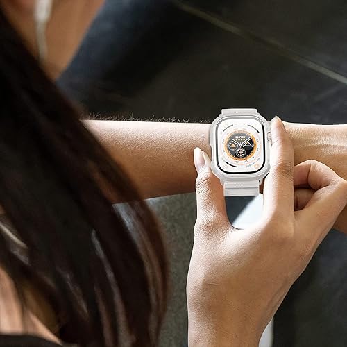 Miniatura 7 de JZK - Juego de 2 + 2 fundas para Apple Watch Ultra de 1.732 pulgadas, funda protectora de policarbonato duro y 2 protectores de pantalla de vidrio
