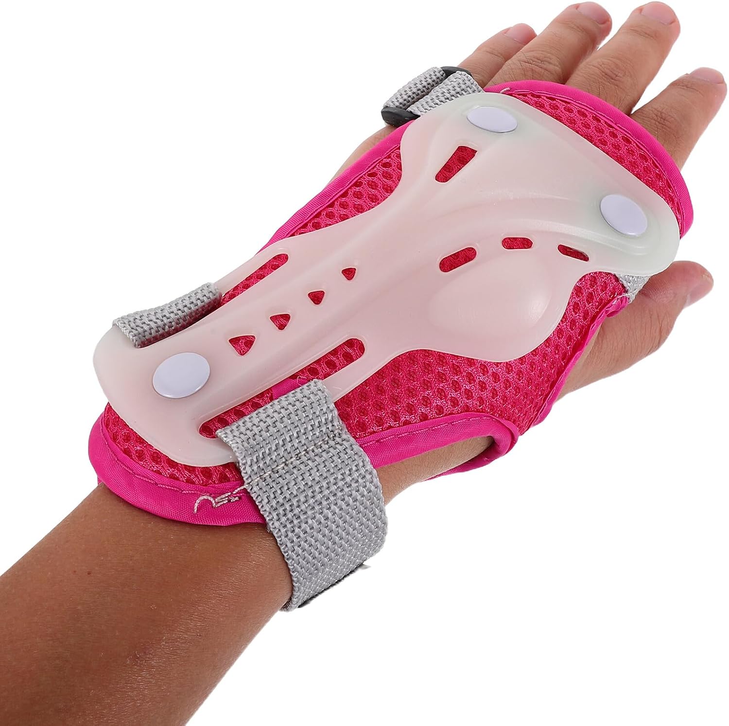 Protective Gear Set for Cycling and Roller Skating, Glow-in-the-Dark Knee Elbow Wrist Guards, Medium Size Pink, 6pcs Safety Pads for Outdoor Sports and Riding