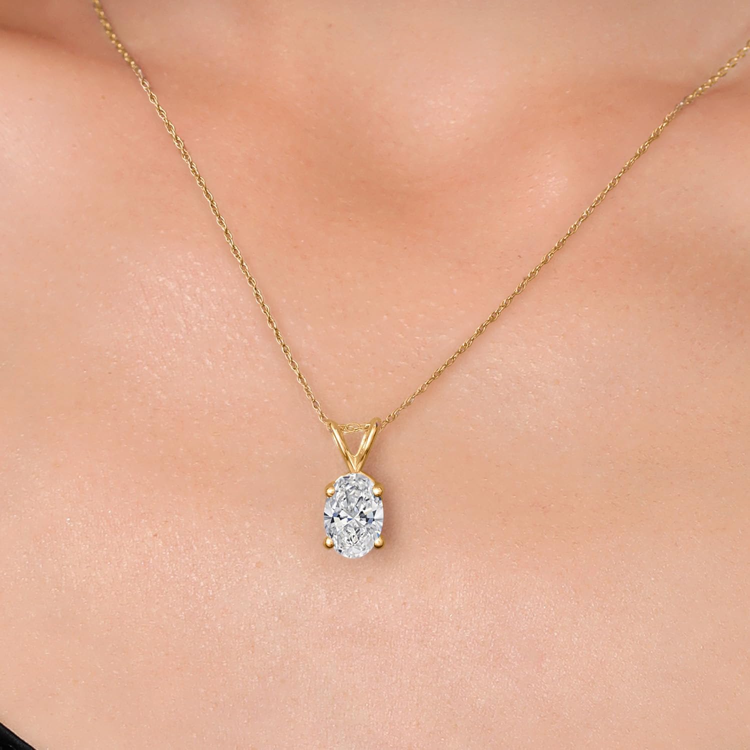 Gem Stone King 1 to 5 Carat 14K Gold IGI Certified Lab Grown Diamond Pendant Necklace For Women | E-F Color | VS1-VS2 Clarity | With 18 Inch Gold Chain - Image 3