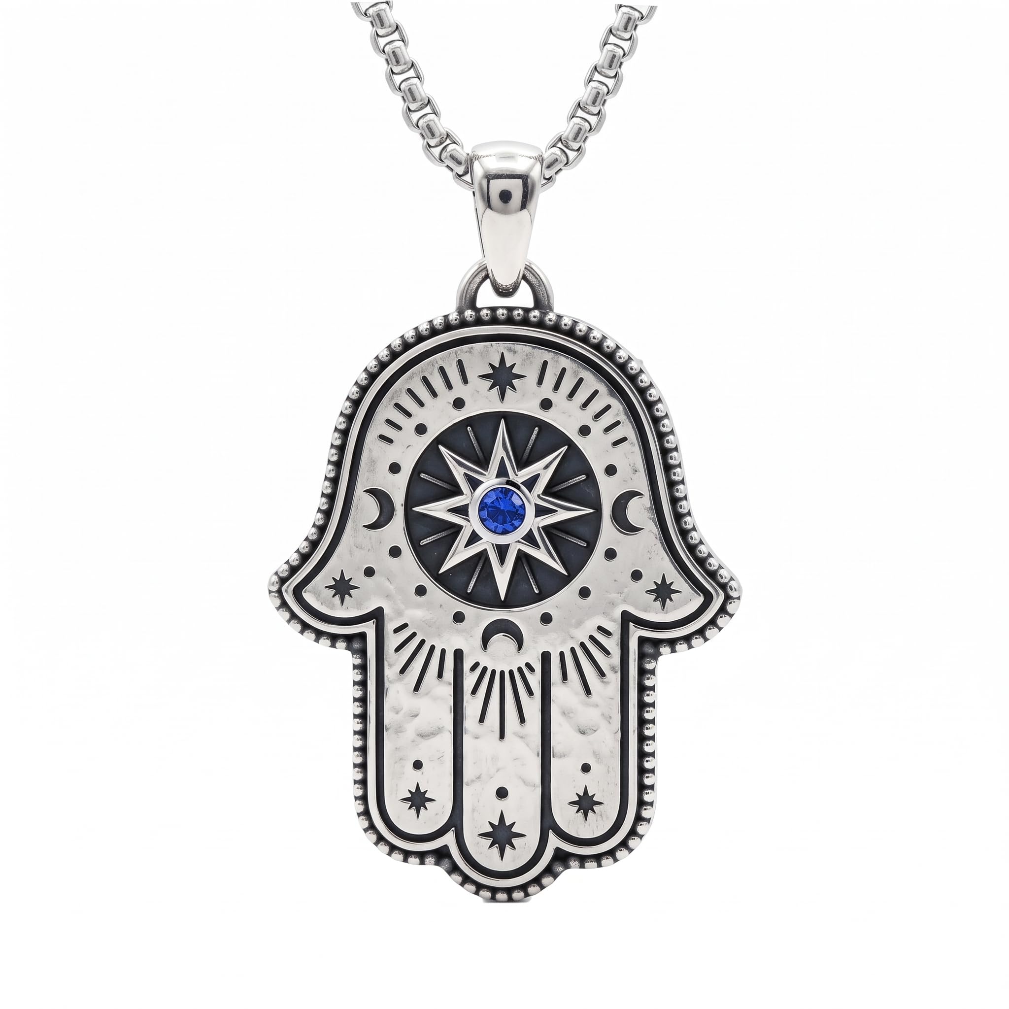 925 Sterling Silver Hamsa Necklace For Women Men