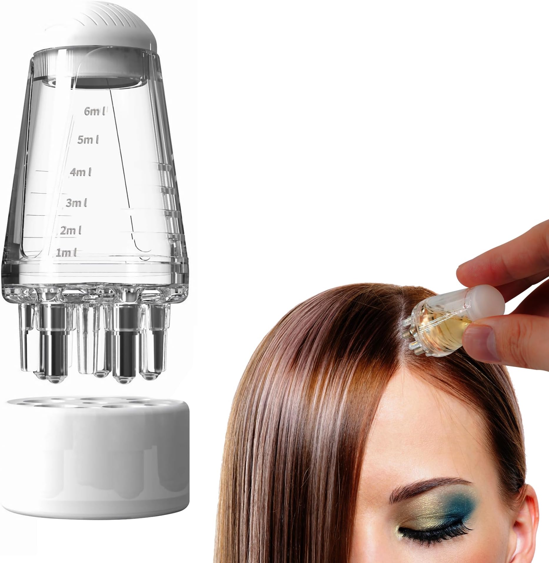 Hair Growth Oil Applicator Bottle With Scalp Massager Comb - Ball-Tip Dispenser for Easy Application and Scalp Massage