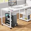PC Stand for PC Tower Computer CPU Desktop Stand with 4 Lockable Castors Universal Adjustable (Black)
